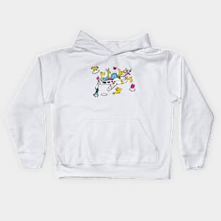 Cartoon animals riding airplane Kids Hoodie